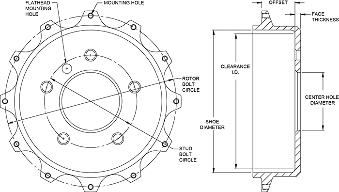 Parking Brake Hat - Standard Drawing