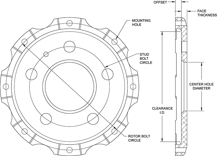 Big Brake Hat - Short Offset Drawing