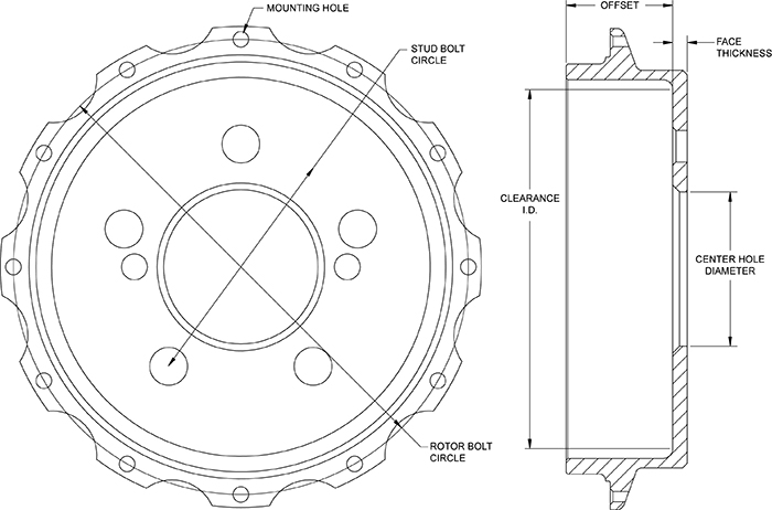 Parking Brake Hat - Standard Drawing