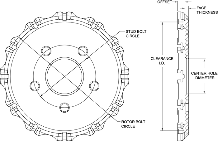 Big Brake Dynamic Hat - Short Offset Hat Drawing