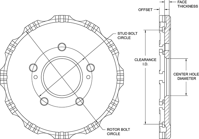 Big Brake Dynamic Hat - Short Offset Hat Drawing