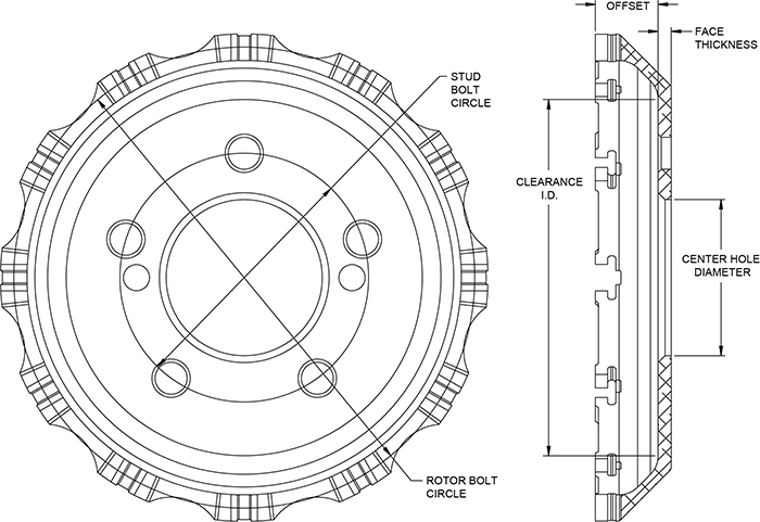 Big Brake Dynamic Hat - Short Offset Hat Drawing