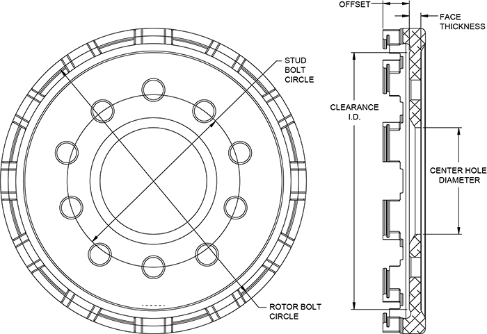 Big Brake Dynamic Lug Drive - Short Offset Hat Drawing