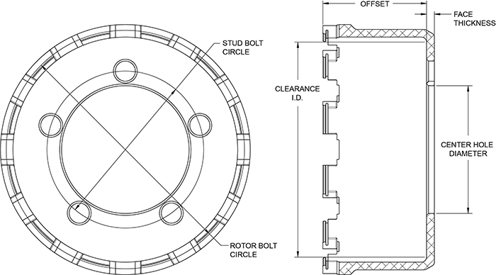 GT Dynamic Lug Mount Hat - Straight Bell Hat Drawing