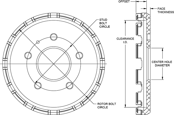 Big Brake Dynamic Lug Drive - Short Offset Hat Drawing