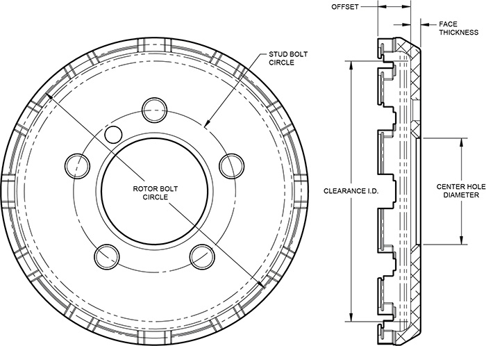 Big Brake Dynamic Lug Drive - Short Offset Hat Drawing