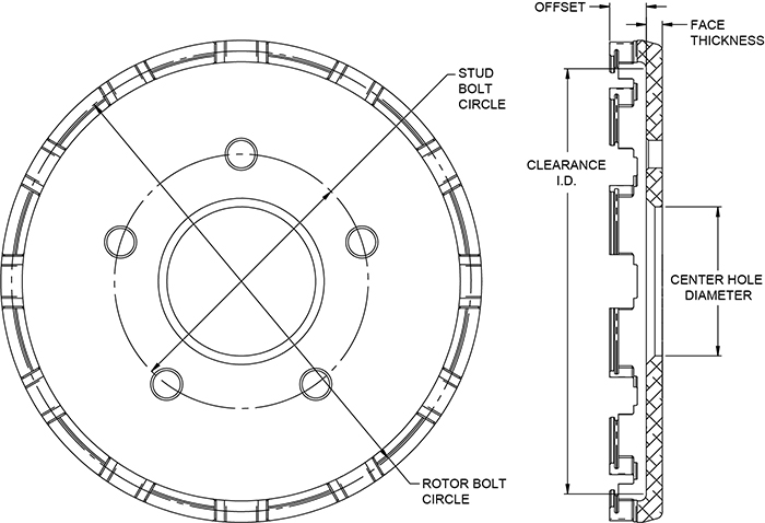 Big Brake Dynamic Lug Drive - Short Offset Hat Drawing