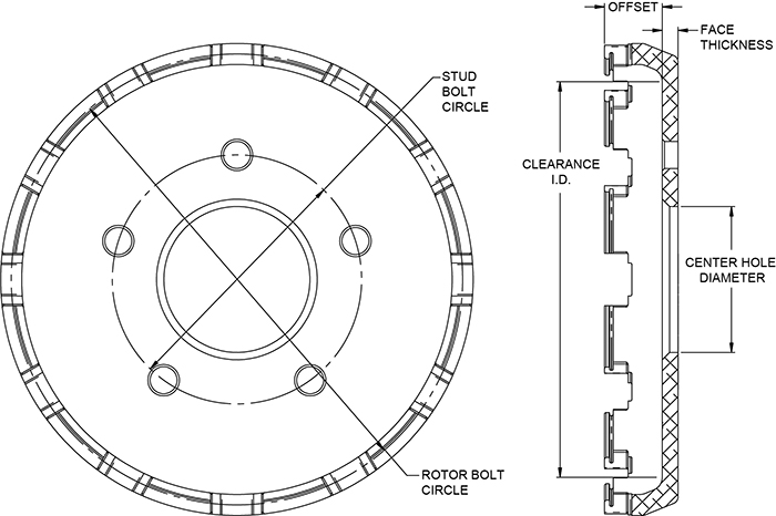 Big Brake Dynamic Lug Drive - Short Offset Hat Drawing