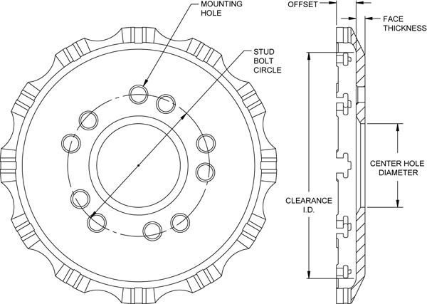 Big Brake Dynamic Bobbin Mount Hat - Short Offset Drawing