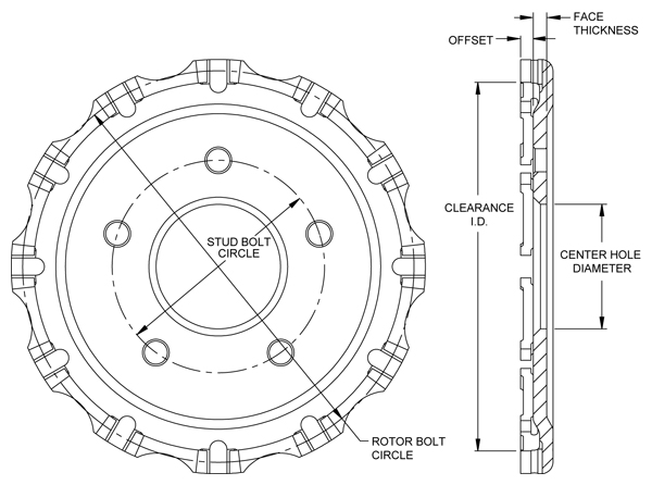 Big Brake Dynamic Hat - Short Offset Hat Drawing