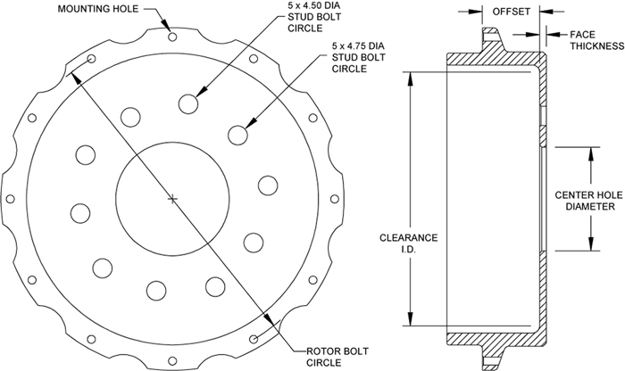 Parking Brake Hat - Standard Drawing