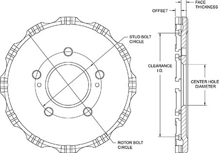 Big Brake Dynamic Hat - Short Offset Hat Drawing