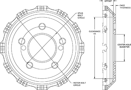 Big Brake Dynamic Hat - Short Offset Hat Drawing