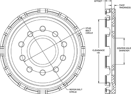 Big Brake Dynamic Lug Drive - Short Offset Hat Drawing