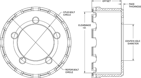 GT Dynamic Lug Mount Hat - Straight Bell Hat Drawing