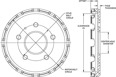 Big Brake Dynamic Lug Drive - Short Offset Hat Drawing