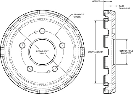 Big Brake Dynamic Lug Drive - Short Offset Hat Drawing