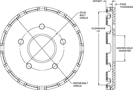 Big Brake Dynamic Lug Drive - Short Offset Hat Drawing