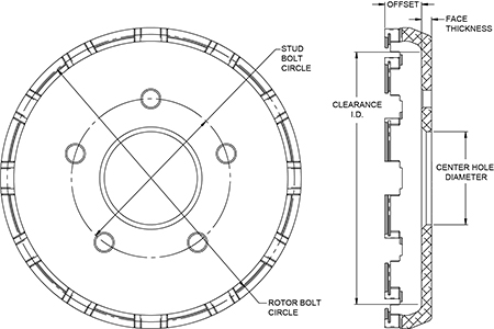 Big Brake Dynamic Lug Drive - Short Offset Hat Drawing