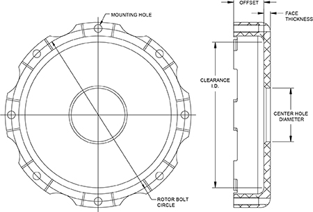 Big Brake Dynamic Lug Drive - Short Offset Hat Drawing