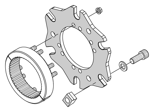 Midget Inboard Hub Kit - Dynamic Drawing