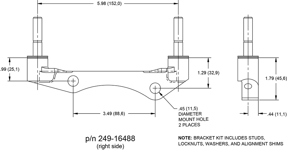 Bracket Kit, Caliper Mounting (Racing) Drawing