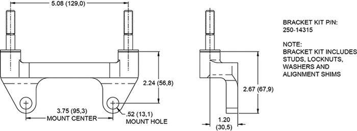 Bracket Kit, Open Wheel - Front Drawing