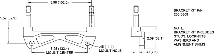 Bracket Kit, Caliper Mounting (Racing) Drawing