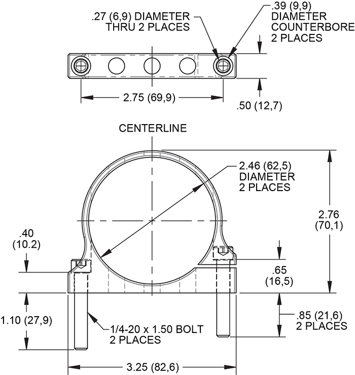 Bracket Kit, Single Billet Reservoir Drawing