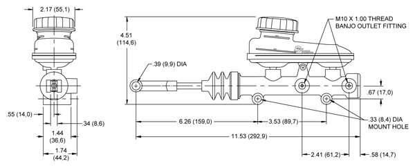 Wilwood Tandem Master Cylinder (TM1) Drawing