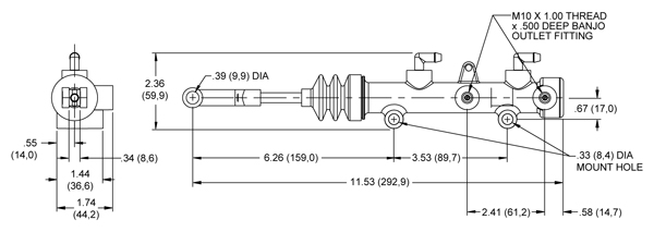 Wilwood Tandem Master Cylinder (TM1) Drawing