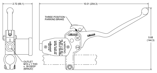 Wilwood Handlebar Master Cylinder Long Lever Drawing