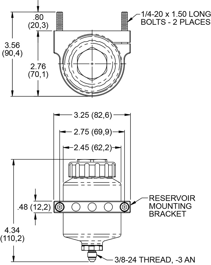 Wilwood Reservoir Kit w/ Bracket Drawing