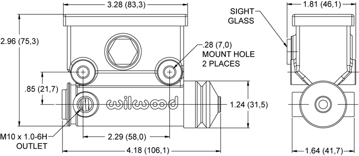 Wilwood ATV Master Cylinder Drawing