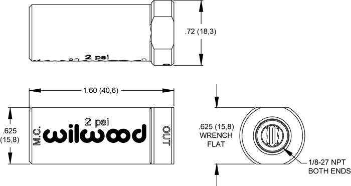 Wilwood Residual Pressure Valve Drawing