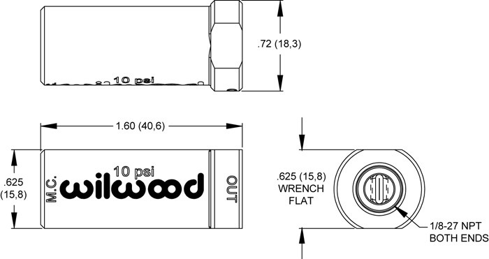 Wilwood Residual Pressure Valve Drawing