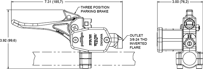 Handlebar Master Cylinder w/Removable Clamp Drawing