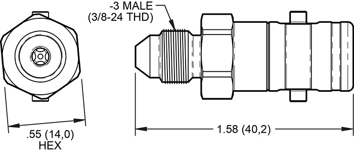 No-Bleed Quick Disconnect Fitting-Male Drawing