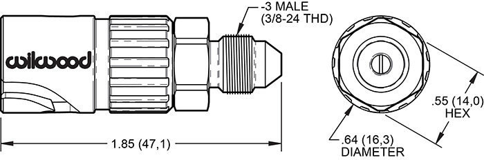 Wilwood No-Bleed Quick Disconnect Fitting-Female Drawing