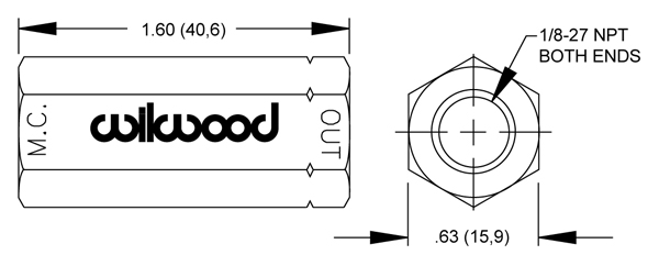 Wilwood Residual Pressure Valve Drawing