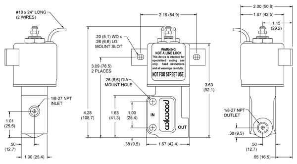 Wilwood Shutoff Valve Drawing