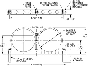 Bracket Kit, Dual Billet Reservoir Drawing