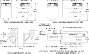 Compact Remote Flange Mount Master Cylinder Drawing