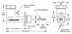 Integral Reservoir Compact Master Cylinder Drawing