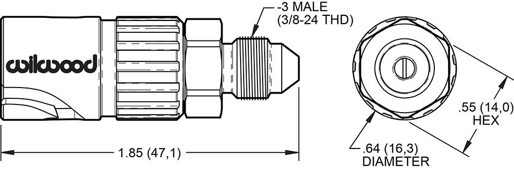 Wilwood No-Bleed Quick Disconnect Fitting-Female Drawing