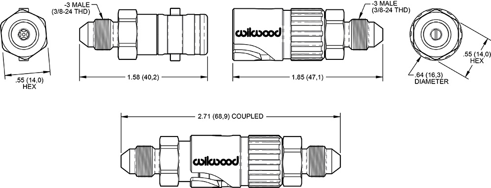 Wilwood No-Bleed Quick Disconnect Fitting Kit Drawing