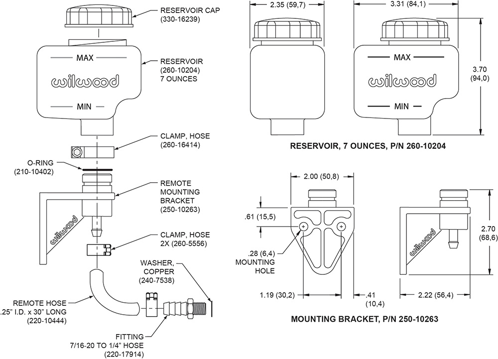 Wilwood Reservoir Kit Drawing