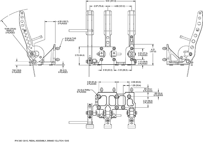 Brake / Clutch and Throttle Pedal Drawing