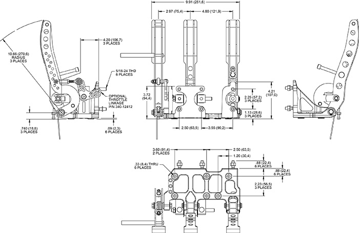 Brake / Clutch and Throttle Pedal Drawing