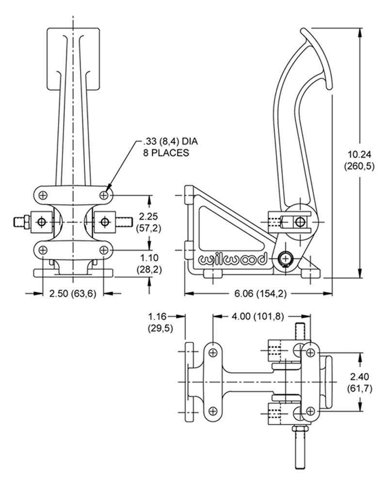 Superseded by forged aluminum arm adjustable pedal 340-13831 Drawing